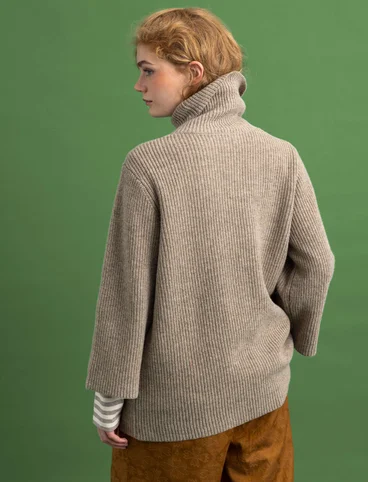 Lambswool blend polo-neck sweater - dark natural melange