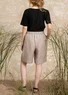 Woven linen shorts (light warm grey/striped S)