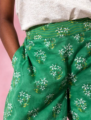 Pantalon "Jasmine" en coton biologique tissé - basilic