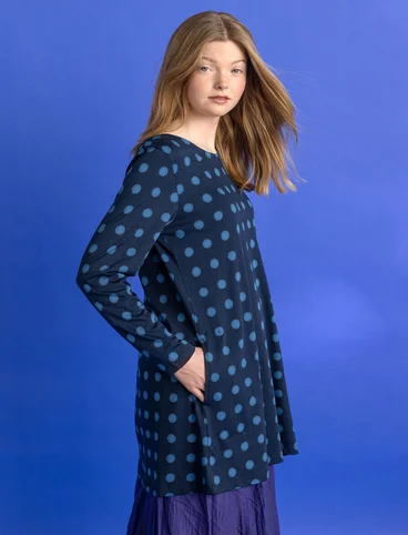 “Tyra” jersey tunic in organic cotton/modal - dark indigo/patterned