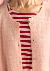 Gilet long en laine/coton/alpaga - marbre rose