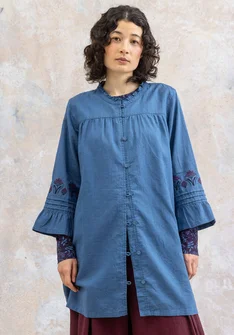 “Kiruna” woven tunic in organic cotton/linen - mild indigo