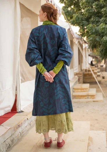 Vävd klänning "Seaweed" i ekologisk bomull - mörk indigo