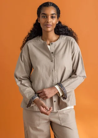 Twill overhemdblouse van geweven biologisch katoen - taupe