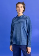 Stripete genser med halvpolo i økologisk bomull - indigoblå