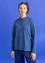 Striped organic cotton mock neck top (indigo blue XL)