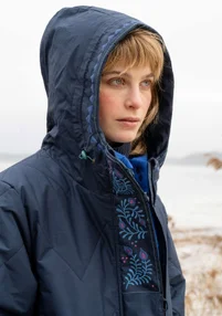 “Svalbard” woven quilted coat - ink blue