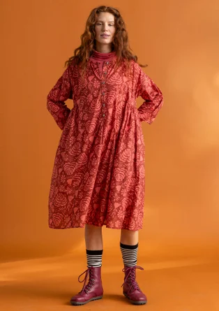 Woven “Hedda” dress in organic cotton - rust/patterned