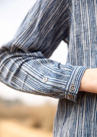 “Ask” blouse in organic cotton - flax blue