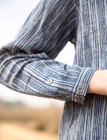 “Ask” blouse in organic cotton - flax blue