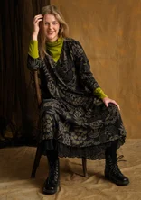 “Sanvi” patterned organic cotton jersey dress - black