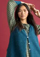 Knit vest in alpaca blend - dark petrol blue/melange