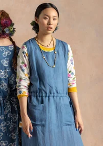 Dress in woven linen/modal - flax blue