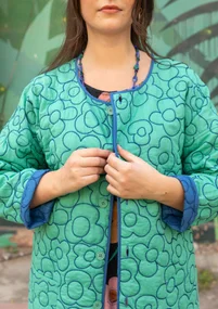 “Pigment” reversible quilted jacket in organic cotton - blue butterfly