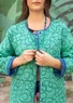 “Pigment” quilted organic cotton, reversible jacket (blue butterfly M)