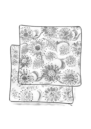 Housse de coussin « Sunflower » en coton biologique/lin - turquoise