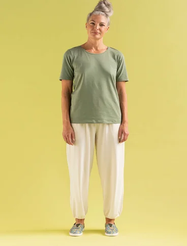 Organic cotton/elastane jersey trousers - ecru