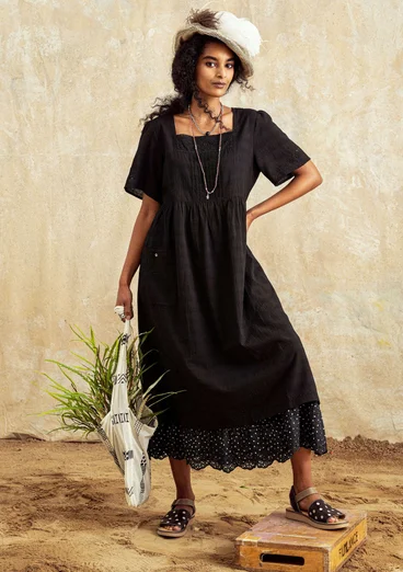 Woven “Tania” dress in organic cotton - black