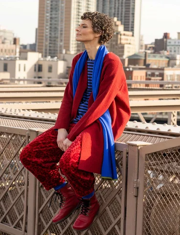 “Brooklyn” long cardigan in a lambswool blend/organic cotton - agate red