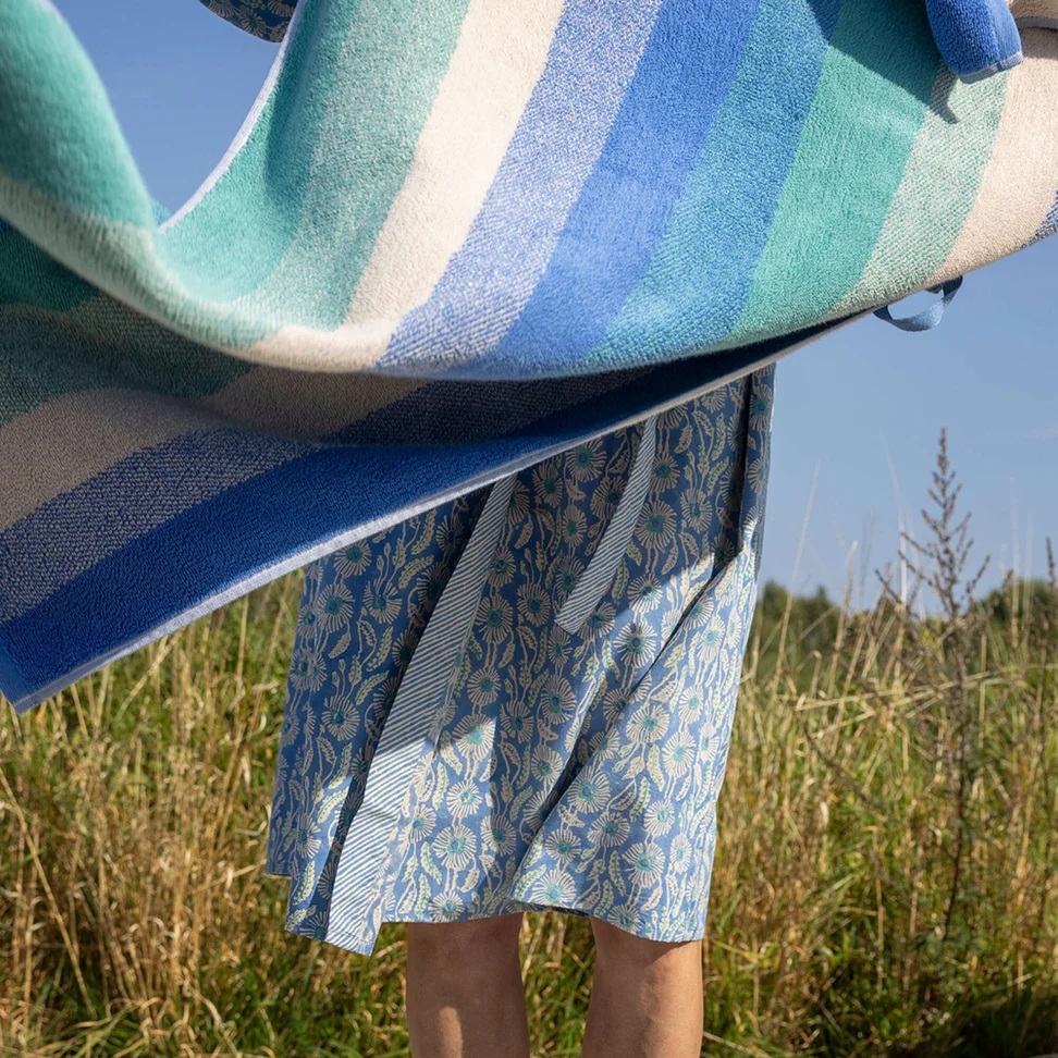 “Waves” bath towel in organic cotton - sea blue