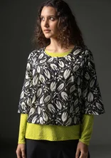 Woven “Kelly” blouse in organic cotton - black/patterned