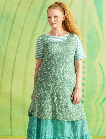 Ärmlös trikåklänning "Tilde" i lyocell/elastan - dovgrön/mönstrad