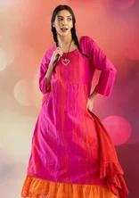 “Melody” woven organic cotton/silk dress - pink begonia