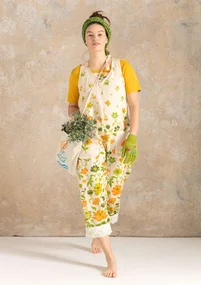 “Gardener” organic cotton/linen dungarees - light sand/patterned