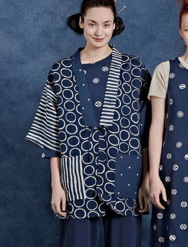  Kimono „Matsumoto“ aus Leinen/Baumwolle - indigo/ungebleicht