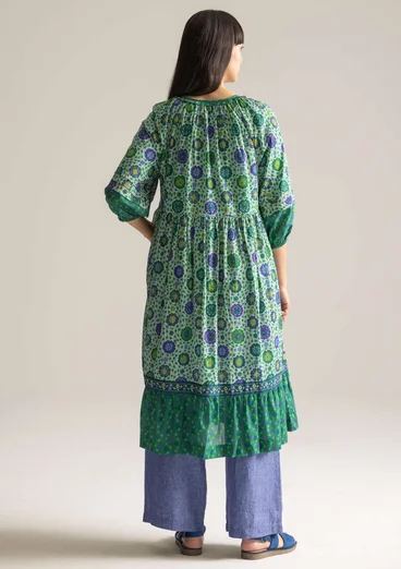 “Suzani” woven dress in organic cotton - mint