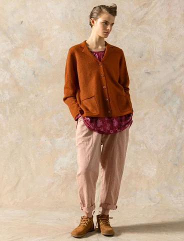 Knitted blazer crafted from felted organic wool - pecan nut/melange