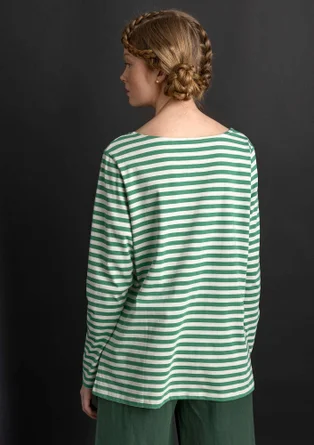 Striped essential top in organic cotton - malachite/feather