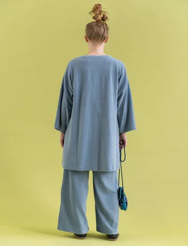 Velour kimono in organic cotton/recycled polyester - pigeon blue