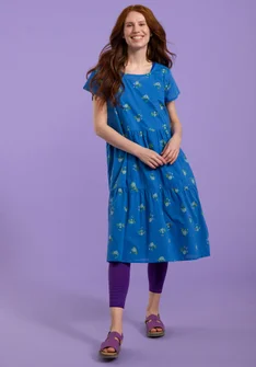 “Floria” woven dress in organic cotton - mediterranean blue