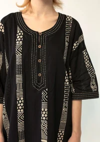 Caftan "Ghana" en coton biologique - noir