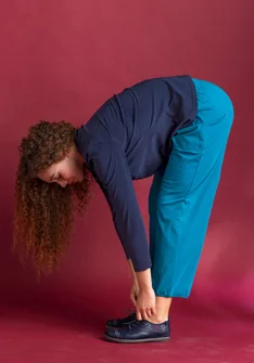 Tricot broek van biologisch katoen/elastaan - lichtpetrol