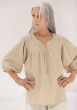 “Vera” woven blouse in linen - dark natural