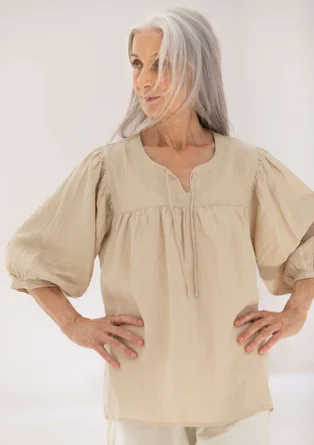 Blouse "Vera" van geweven linnen - donkernaturel