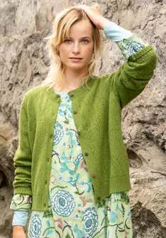 “Karamell” cardigan in lambswool/nylon - birchleaf