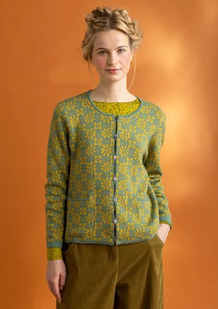 “Freja” cardigan in organic/recycled cotton - sea green