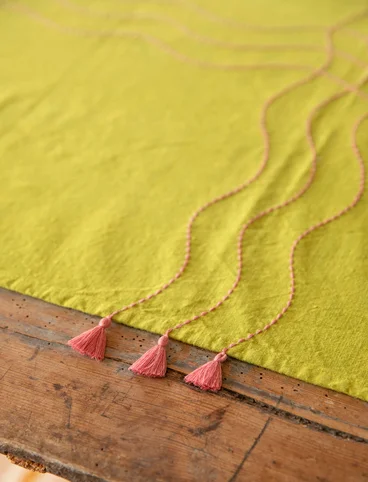 Tischdecke „Stitches“ aus Bio-Baumwolle - waldgrün