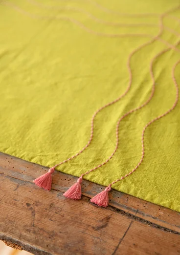 “Stitches” tablecloth in organic cotton - kiwi