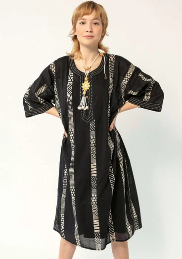 Caftan "Ghana" en coton biologique - noir