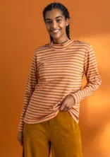 Striped mock turtleneck in organic cotton - curry/lily