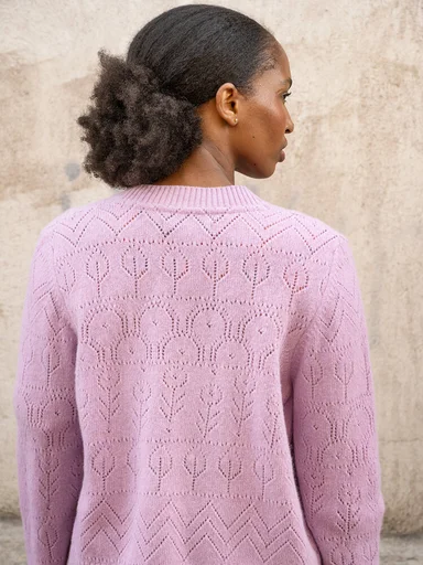 “Karamell” cardigan in lambswool/nylon