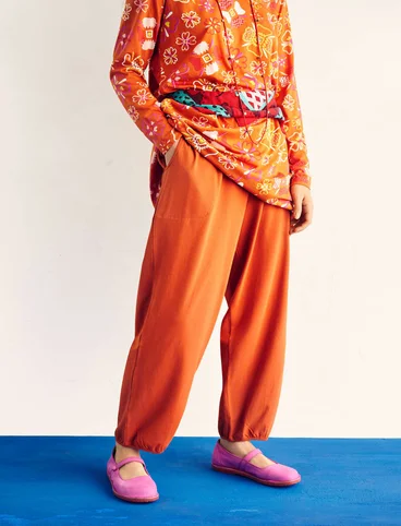 Pantalon en jersey de coton biologique/élasthanne - orange brûlée