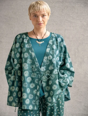 “Clay” wrap blouse in organic cotton - indigo green