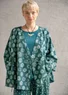 “Clay” organic cotton wrap blouse (indigo green S)