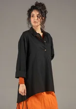 Woven shirt in organic cotton/linen - black
