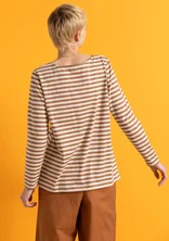 Essential striped top in organic cotton - acorn/feather